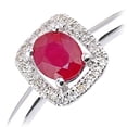 thumbnail image 3 of 9ct White Gold Jewelco London Diamond Oval Ruby Square Cushion Halo Cluster Ring, 3 of 7