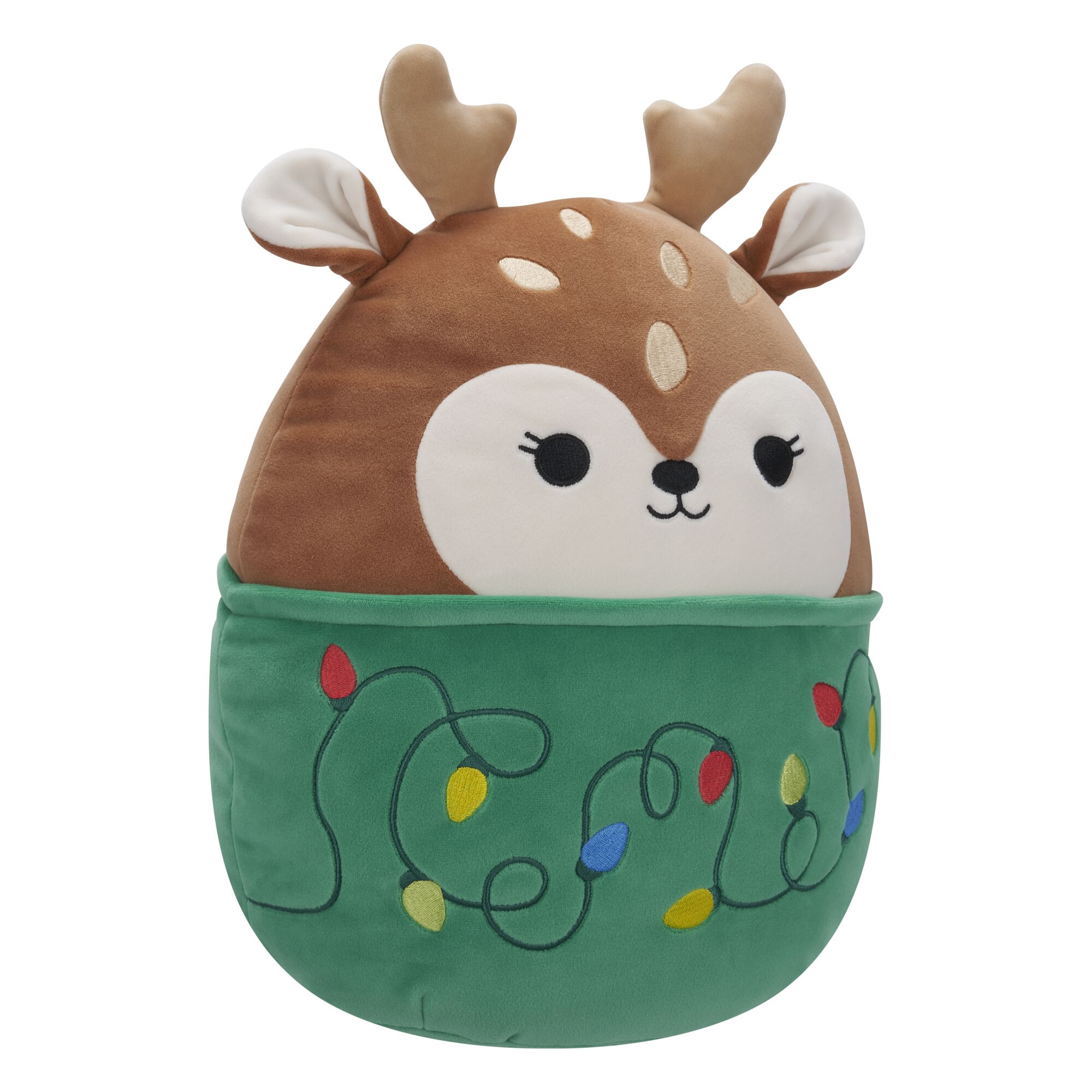 Squishmallows Official 12 inch Dawn the Brown Fawn With Green String Light Sweater - Child's Ultra Soft Stuffed Plush Toy