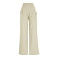 thumbnail image 4 of Rciityk Beige Women's Pants Casual Wide Leg Pants High Waist Drawstring Straight Long Trousers Solid Color Flowy Loose Lounges Pants with Pockets, 4 of 7