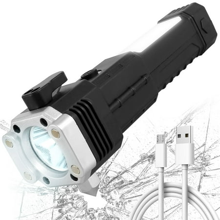 

LED Flashlight Multifunctional Flashlight with Safety Hammer & Seat Belt Cutter USB Charging 8IN1 Q5 Super Bright Emergency Flashlight Window Break Handheld Light for Camping