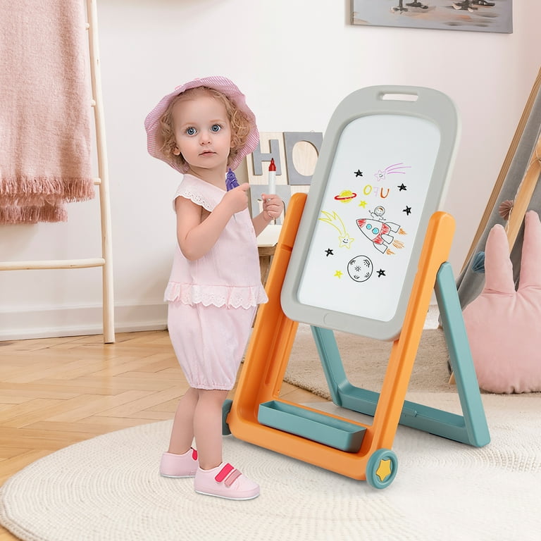 Costway Kids Easel w/Chair Art Easel for Kids Height Adjustable Art Easel  Set for Kids 