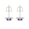 thumbnail image 4 of Clara Pucci 0.8808Ct Natural Amethyst Round Cut VVS1 Screw Back Stud 14k Solid hypoallergenic Gold Designer Earrings For February, 4 of 7