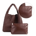 thumbnail image 2 of Bolso de hombro de cuero para mujer Bolso de mano trenzado informal Bolso versátil para otoño e invierno, 2 of 7