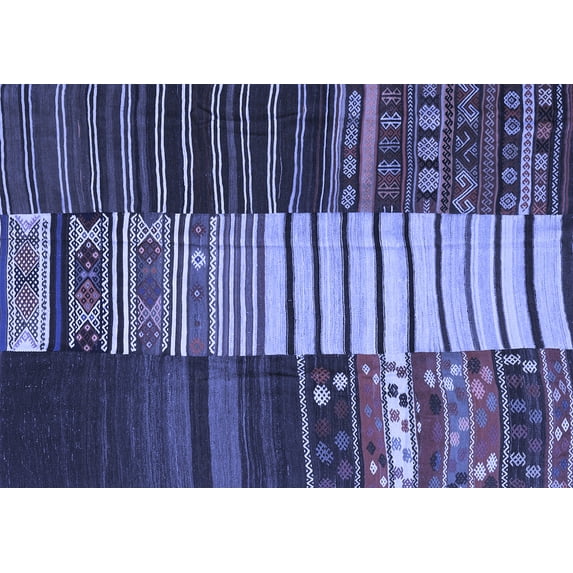 Ahgly Company Machine Washable Indoor Rectangle Southwestern Blue Country Area Rugs, 7' x 10'