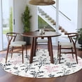 thumbnail image 3 of Large Round Rug 8Ft Washable Non-Slip, Grey Pink Botanical Circle Area Rugs for Living Room Bedroom, Watercolor Spring Floral Summer Leaf Indoor Floor Mats Carpet Runner for Home Decor, 3 of 8