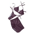 thumbnail image 4 of Swimsuit for Women Polka Dot 3 Piece Bikini Set Halter Triangle Top Cutout Side Tie Shorts Bottoms Beach Swimwear for Summer Vacation Pool, 4 of 4