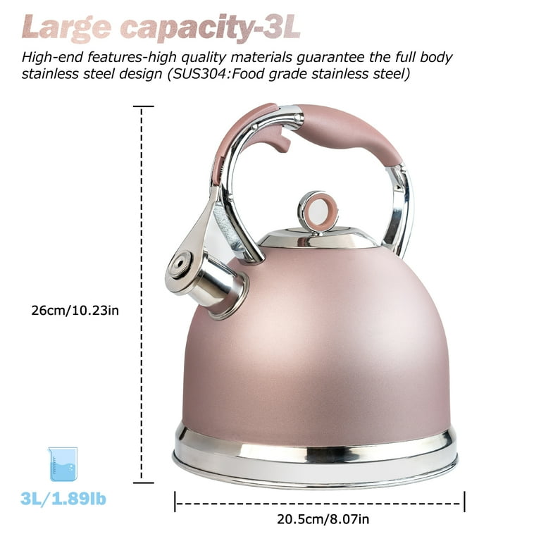 TEA KETTLE Stove Top Whistling Stainless Steel Teakettle Teapot 3L