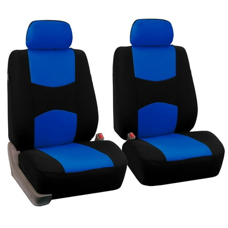 Universal Bucket Seat Cover - FH Group Universal Flat Cloth Bucket Seat Cover, 2 Pack, Blue and Black
