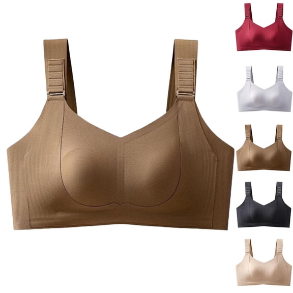 Plus Wireless Minimizer Bra for Women, Full Coverage Supportive Comfort Bra, Adjustable Wide Shoulder Straps Design | VerBelle,Beige L