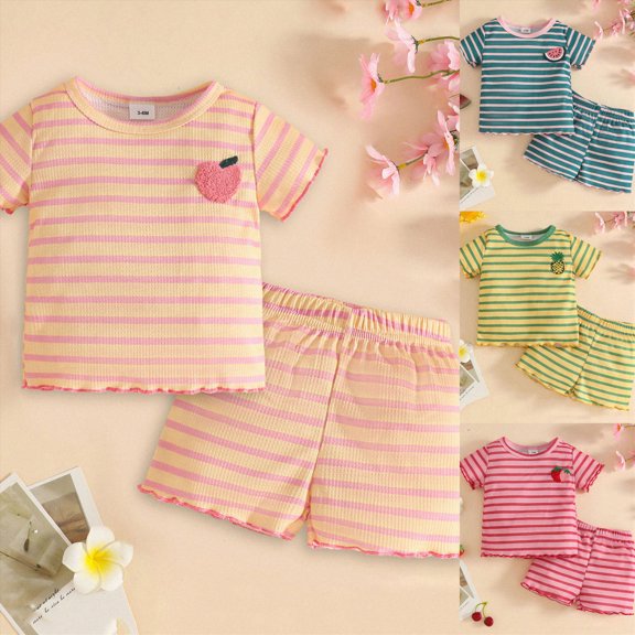 18-24 Months Toddler Toddler Girl Outfits Short Sleeves T Shirt Tee Tops Shorts Cute Outfits Set for 0 6 12 18 24 M 1t 2t 3t 4t 5t 6t Pajamas & Dailywear Set Girls Pink Tracksuit