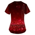 thumbnail image 3 of Scrub Working Uniform Tops for Women's Christmas Print Short Sleeve V-Neck Fun T-Shirts Workwear Wine 2XL, 3 of 3