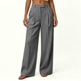 thumbnail image 2 of Busydd Dress Pants for Women Trendy High Waisted Pleated Work Trousers Business Casual Solid Color Slacks with Pockets 2XL, 2 of 8