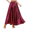thumbnail image 2 of YONGHS Womens Full Length Solid Color Flamenco Bull Dance Skirt Elastic Waistband Ruffle Maxi Skirt Burgundy One Size, 2 of 6