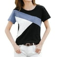 thumbnail image 3 of B91xZ Été Hauts pour Femmes 2024 Manches Courtes Col Rond Solide T-Shirt, Bleu S, 3 of 5