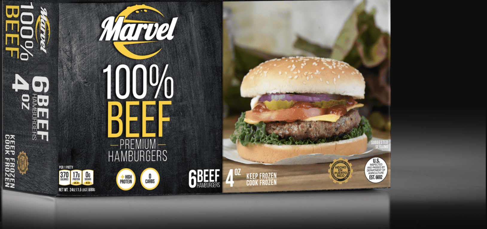 Marvel All Beef Burgers, 1.5 lb (Frozen)