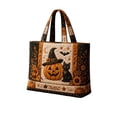 thumbnail image 2 of Halloween Tote Bag Vintage Witch Pumpkin Print, Large Reusable Trick or Treat Shopping Bag, Double Layer Elastic Polyester Handbag for Women Girls Party Gift, 2 of 3