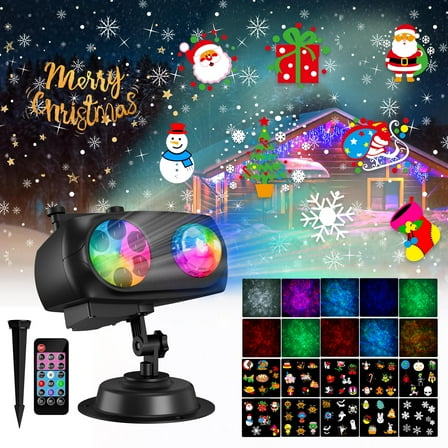 Christmas Halloween Projector Lights, Upgrade Waterproof Outdoor Indoor Holiday Projector Lights with Remote and 20 HD Effects (3D Ocean Wave   Patterns) for Xmas Halloween Party Yard Decor
