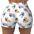 thumbnail image 2 of Logiee Panda And Rainbow Print Women's Biker Shorts,Workout Gym Shorts,Scrunch Shorts,Tummy Control Hidden Scrunch Running Yoga Shorts-Medium, 2 of 8