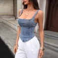 thumbnail image 5 of AUNVITO Women's Denim Square Neck Sleeveless Tank Top Casual and Fashionable, 5 of 8
