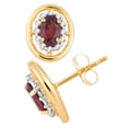 thumbnail image 2 of 10k Gold Garnet & 1/8 Carat T.W. Diamond Oval Stud Earrings, 2 of 2