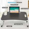thumbnail image 3 of Folding Lap Desk, 23 Inch Portable Wood Black Laptop Bed Desk Lap Desk with Cup Holder, for Working Reading Writing, Eating, Watching Movies for Bed Sofa Couch Floor, 3 of 4