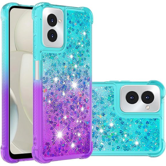 Compatible with Motorola Moto G Power 2024 Case Girls Women Liquid Glitter Heavy Duty Shockproof Back Cover Soft TPU Bumper Silicone Protective Cover for Moto G Power 5G 2024 Gradient Blue