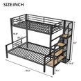 thumbnail image 4 of Bunk Bed Twin Over Full, Metal Bunkbed Frames with Storage Stairs, Wire Shelving and Wardrobe, Full-Length Guardrail, No Box Spring Needed, Black, 4 of 9