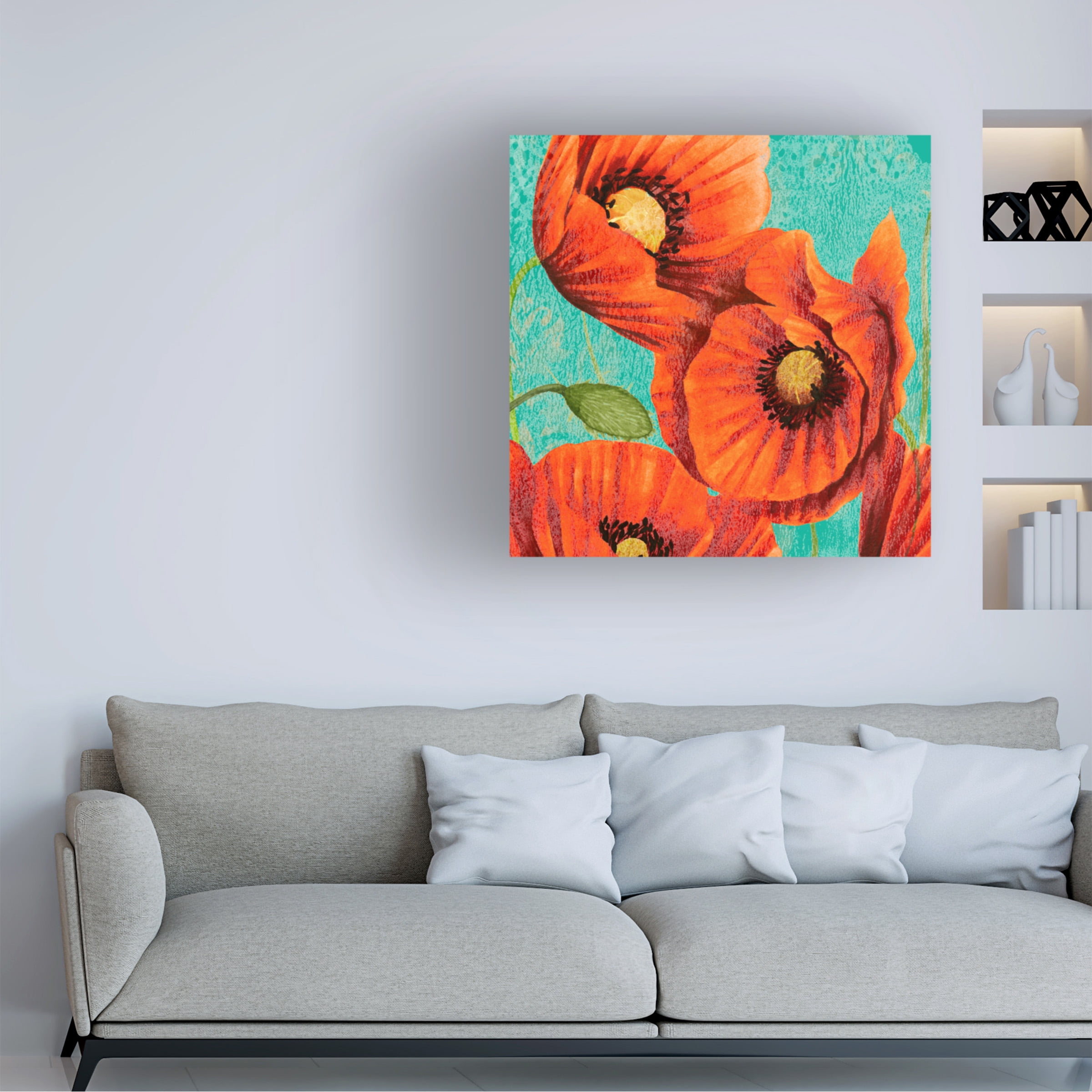 Studio W 'Red Poppies on Teal II' Canvas Art