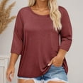thumbnail image 2 of Daznico Women's Plus Size Crew Neck T-Shirt - 3/4 Sleeve Oversized Casual Top with Pattern | Comfortable & Stylish, for Size 3XL, 2 of 4