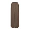 thumbnail image 5 of up to 60% off Gifts Usmixi Womens Plus Size Trousers Fashion Irregular Button Straight Cotton Linen Long Pants Elastic Waist Solid Wide Leg Pocket Pants with Drawstring Khaki m, 5 of 5