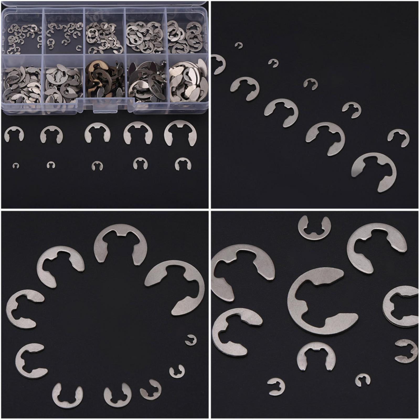 240Pcs 304 Stainless Steel E-Clip Retaining Circlip Assortment Kit 1.5mm to 10mm 