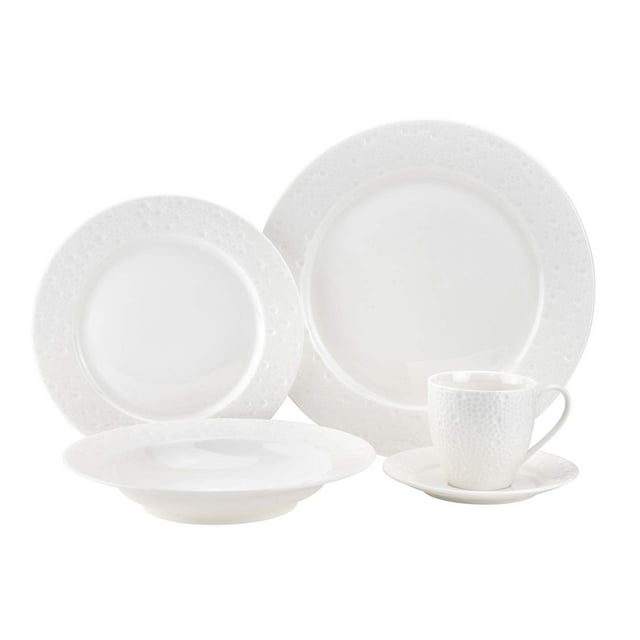 Euro Porcelain 5-Piece Dinner Set Service for 1, 24K Gold-plated Luxury Bone China Tableware