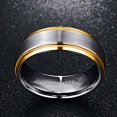 thumbnail image 4 of Silver Grey Frosted Gold Side Tungsten Steel Ring Men's Ring, 4 of 4