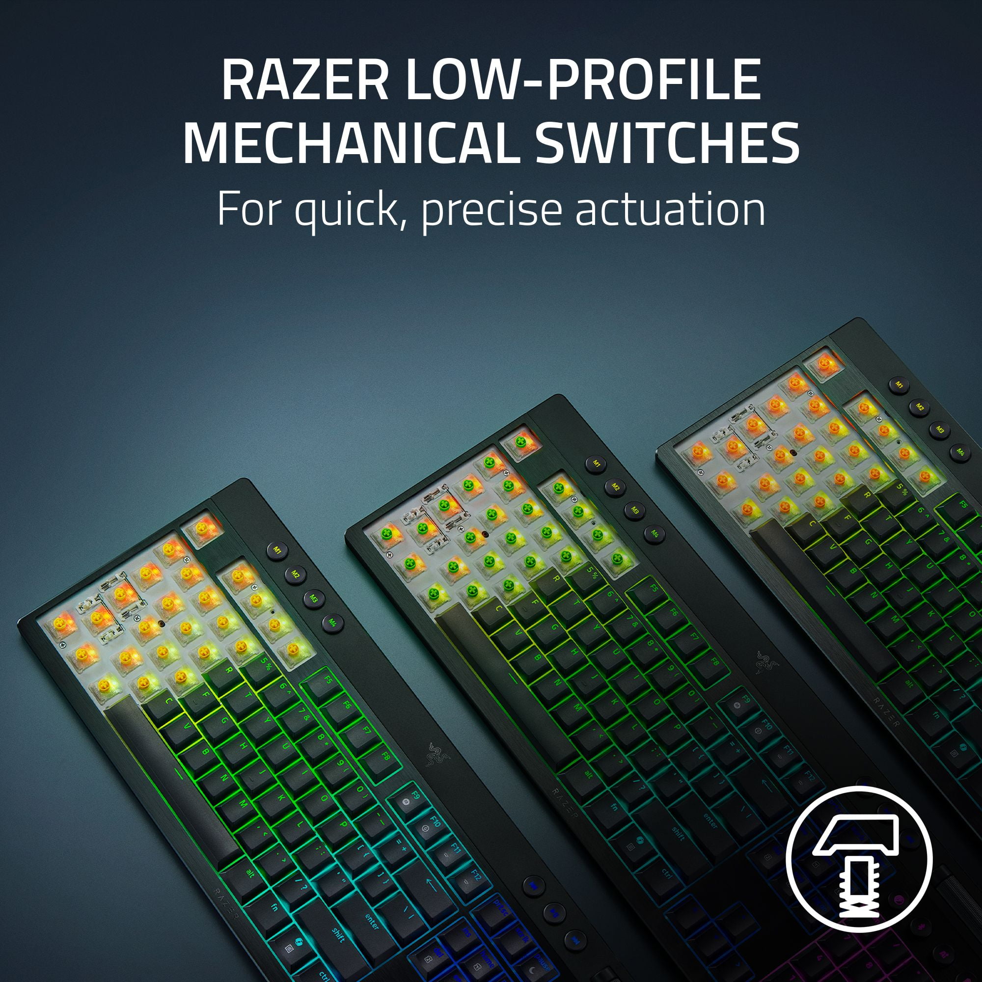 Razer BlackWidow V4 Low-profile Tenkeyless HyperSpeed Wireless Low-profile Mechanical PC Gaming Keyboard, Black