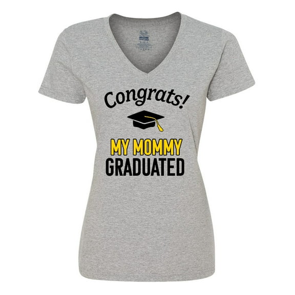 Inktastic Congrats My Mommy Graduated with cap Women's V-Neck T-Shirt