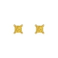 thumbnail image 3 of 14K Solid Gold Push Back Stud Earrings for Women | 0.5 cttw Princess Cut Simulated Yellow Diamond | Yellow Gold, 3 of 5