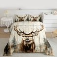 thumbnail image 2 of Homewish Elk Deer Moose Queen Comforter Set for Men, Jungle Pine Tree Plant Bedding Sets, Western Wildlife Theme Reversible Bedding Comforter Set, Breathable Home Decor, 3-Piece, 2 of 8