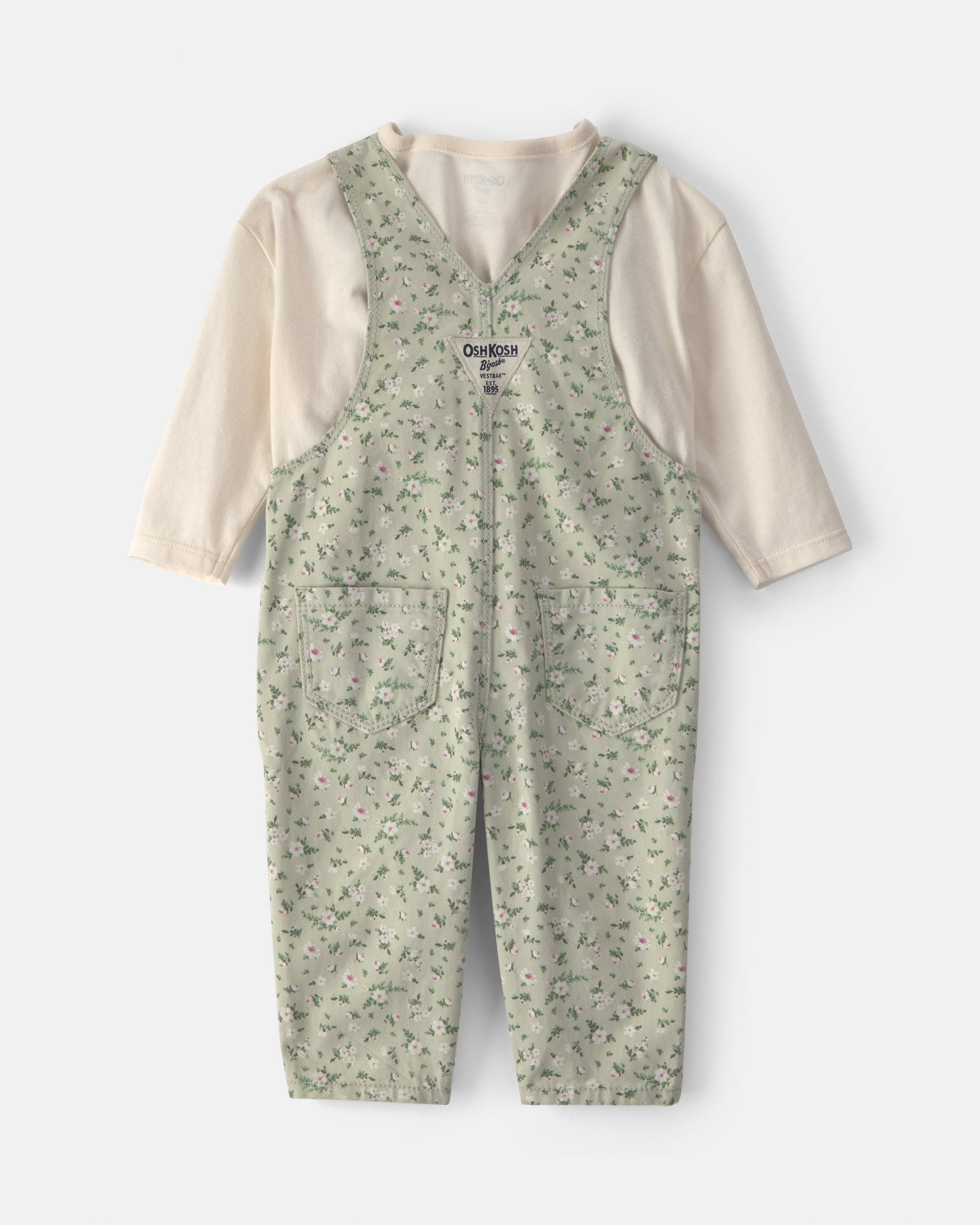 Oshkosh B'gosh Baby Girl Overall and Top Outfit Set, 2-Piece, Sizes 3 - 24 Months