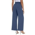 thumbnail image 5 of Huowey Women's Pants Solid Color High Waist Wide Leg Loose Lace Up Casual Pants Straight Leg Pants, 5 of 7