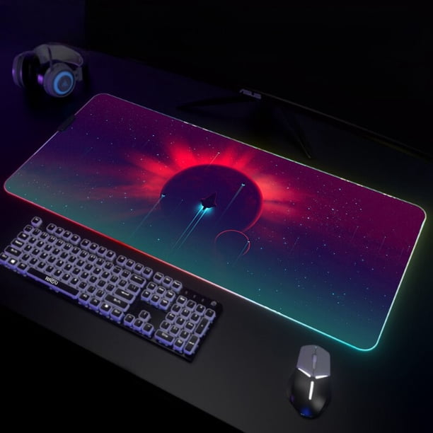 Alfombrilla de ratón RGB para Gaming, LED grande para Gamer alfombrilla de ratón, XXL, luminosa, para escritorio, retroiluminada LIUWENJING unisex