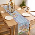 thumbnail image 3 of Happy Easter Table Runner - 120 Inch Long, Kitchen Dining Table Runner Dresser Scarves, Spring Easter Eggs Bunny Floral Blue Wood Farmhouse Decor for Coffee Tables Wedding Party Banquet, 3 of 8