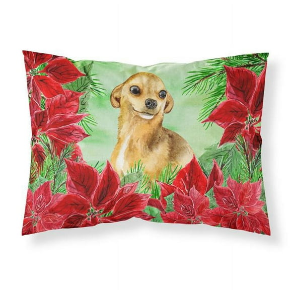 Chihuahua Poinsettas Fabric Standard Pillowcase