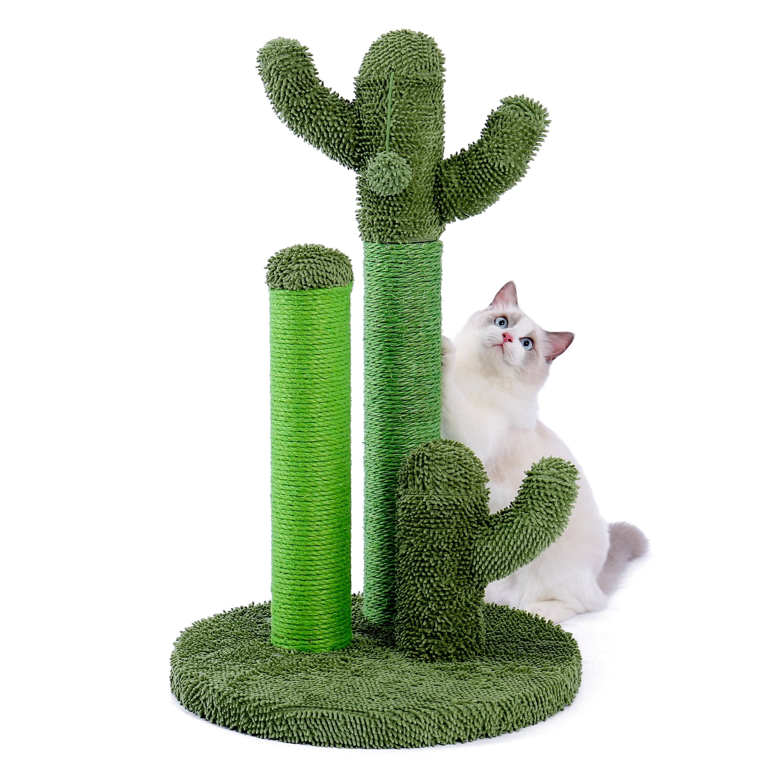 PAWZ Road Cat Scratching Post Cactus Cat Scratcher Featuring with 3 Scratching Poles and Dangling Ball 