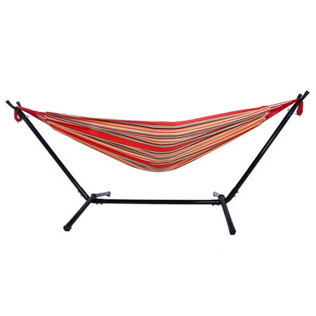 Swing Stand Zimtown Outdoor Swing Chair Double Hammock Steel Stand Camping Bed Includes Portable Carrying Case ()