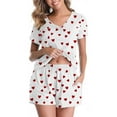 thumbnail image 4 of Women's Pajamas Sets Short Sleeve Lounge Sets Sleepwear Heart T-Shirts Shorts Casual Two Piece Pjs Set, XXL, 4 of 7