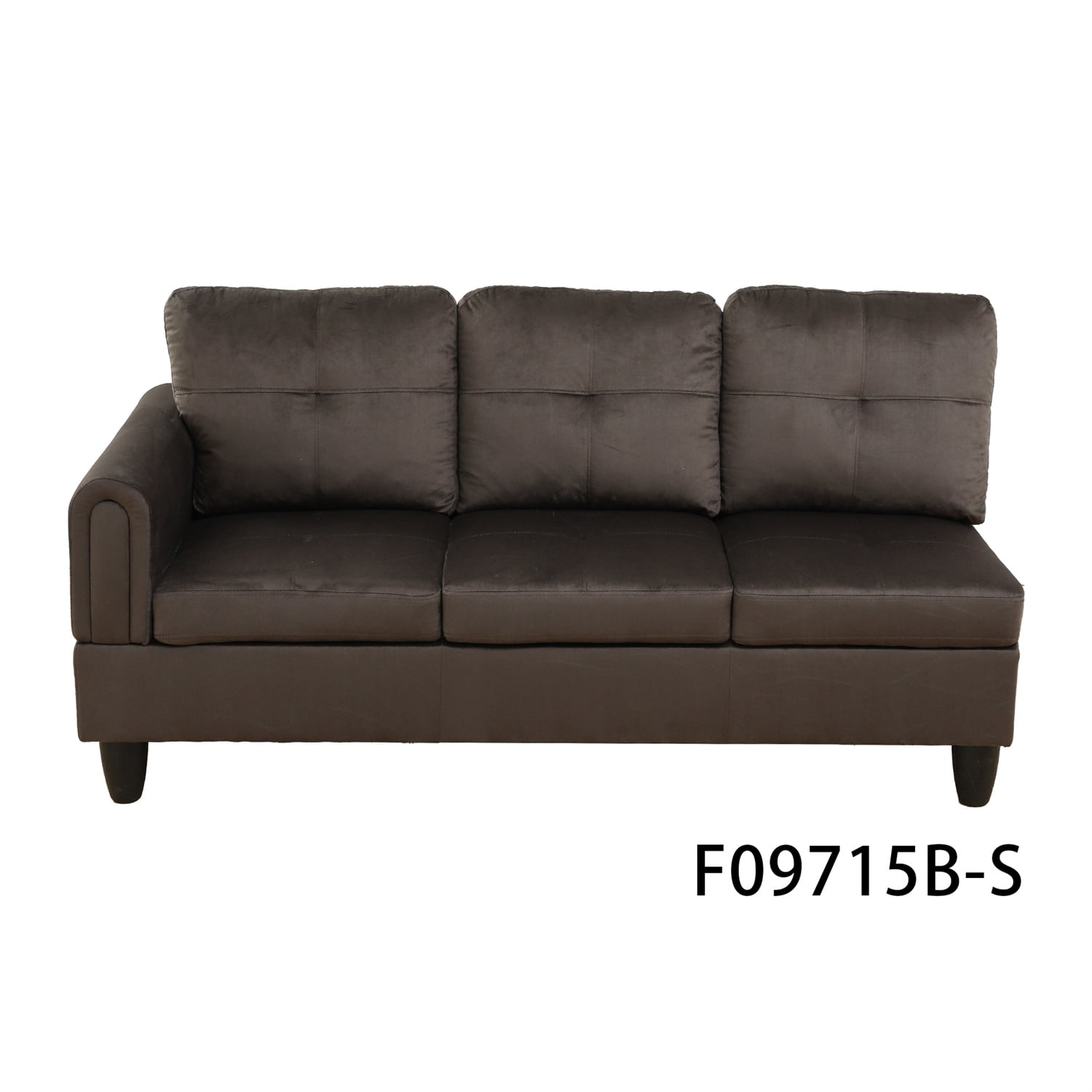 Hommoo L Shaped Couch Set Sectional Sofa Set, 4-Seat Couches and Sofa Set, Flannel Living Room Furniture Sets for Home, Apartment, Dorm, Dark Brown(No Ottoman)