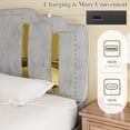 thumbnail image 5 of Full Size Velvet Bed Frame with Adjustable Headboard, Upholstered Platform Bed with Charging Station, Solid Wood Slat Support, Easy to Assemble, Gray, 5 of 12