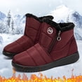 thumbnail image 2 of Xiaoxatg Women's Boots Fashion Zipper Winter Comfortable Flat Keep Warm Footwear for Couples 7 Red, 2 of 9