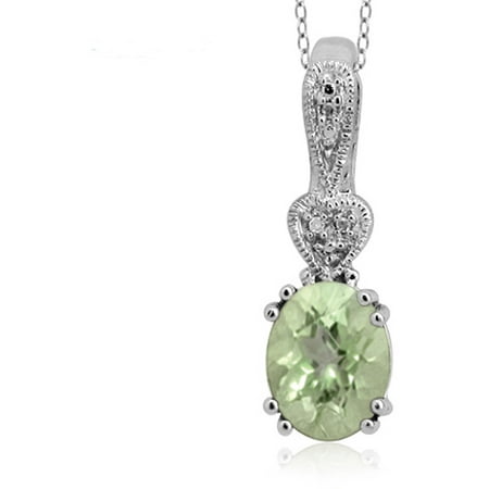 JewelersClub 1.90 Carat T.W. Green Amethyst Gemstone and Accent White Diamond Pendant, 18