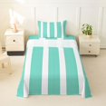 thumbnail image 2 of Castle Fairy Vintage Thin Vertical Stripe Twin Sheets 3pcs,Bohemian Wide Band Bedding,Teal White,1 Flat Sheet, 1 Fitted Sheet and 1 Pillowcase, 2 of 7
